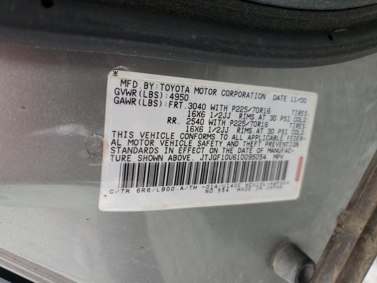 JTJGF10U610095054 2001 Lexus Rx 300