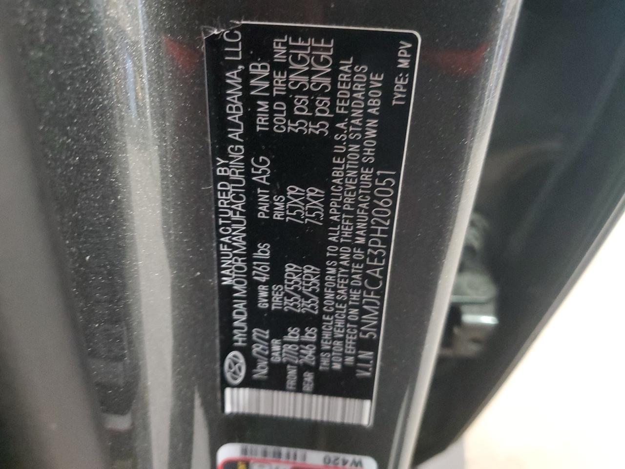 5NMJFCAE3PH206051 2023 Hyundai Tucson Sel