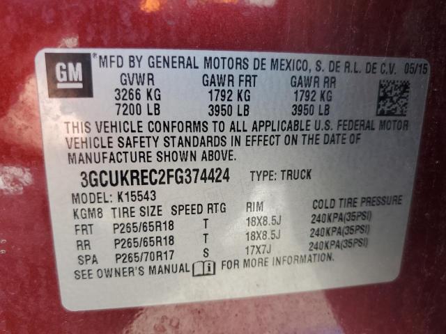 2015 CHEVROLET SILVERADO - 3GCUKREC2FG374424