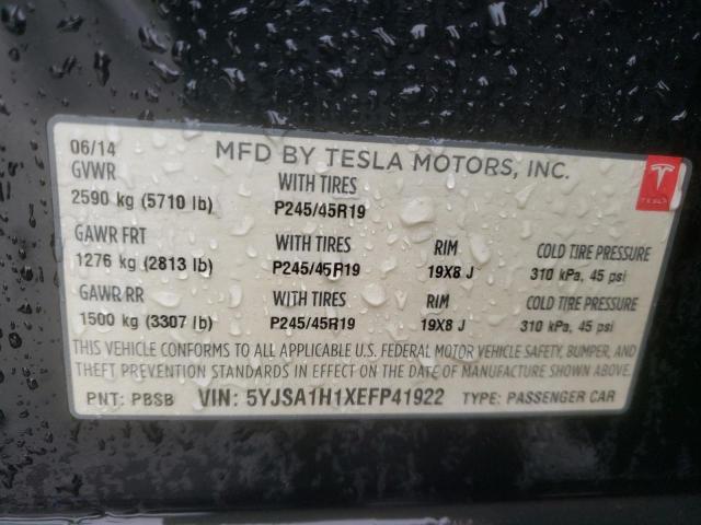 2014 Tesla Model S VIN: 5YJSA1H1XEFP41922 Lot: 55857994