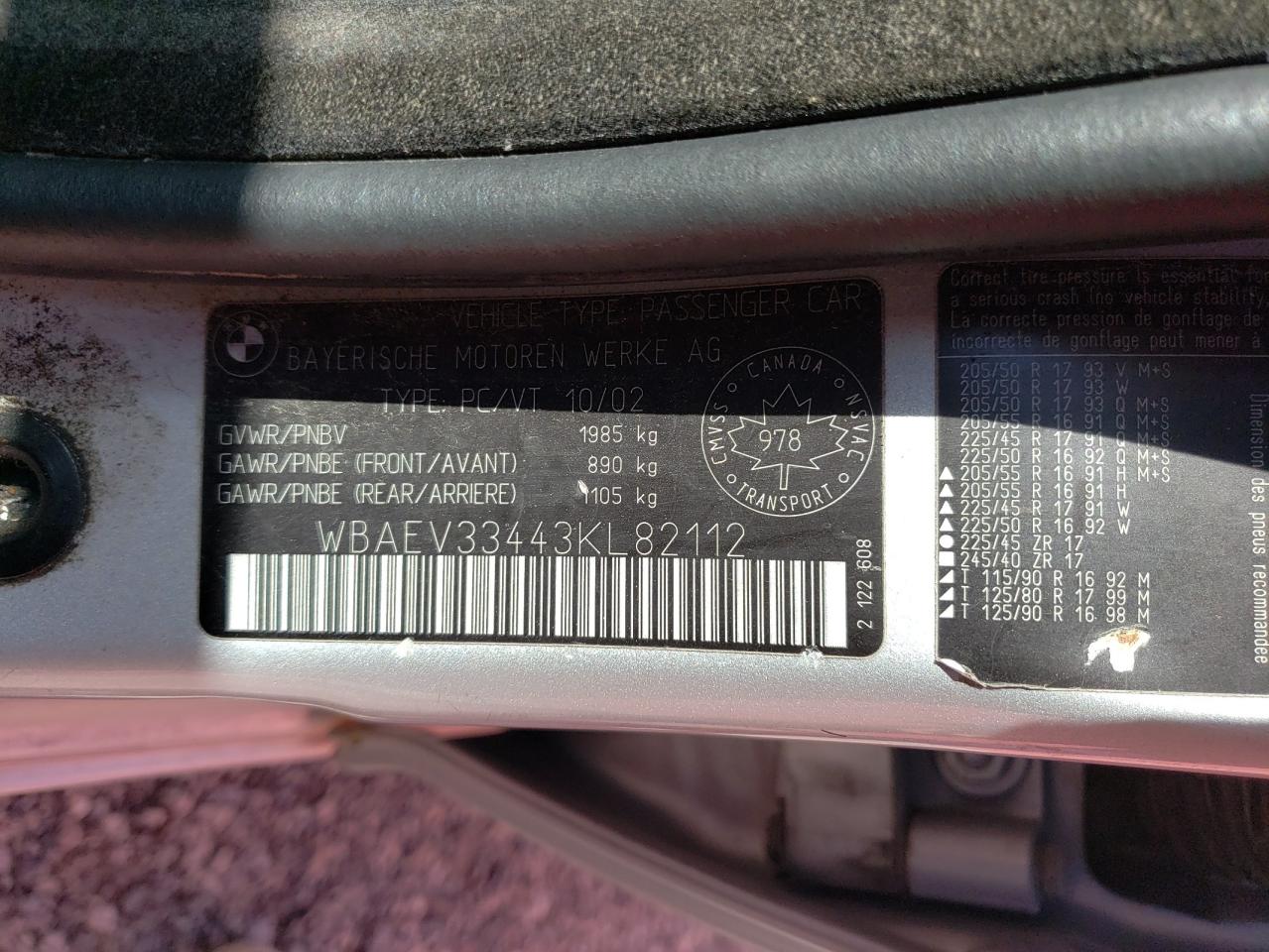 WBAEV33443KL82112 2003 BMW 325 I