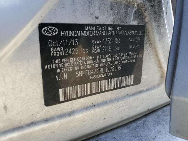 2014 Hyundai Sonata Gls VIN: 5NPEB4AC8EH828839 Lot: 56716154