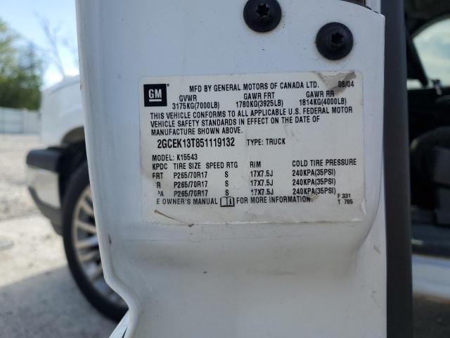2005 Chevrolet Silverado K1500 VIN: 2GCEK13T851119132 Lot: 54380494