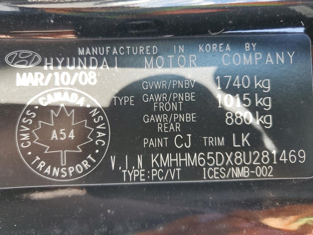 KMHHM65DX8U281469 2008 Hyundai Tiburon Gs