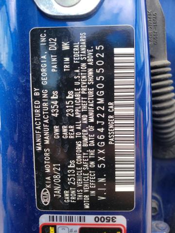 2021 Kia K5 Gt Line VIN: 5XXG64J22MG055025 Lot: 55713894