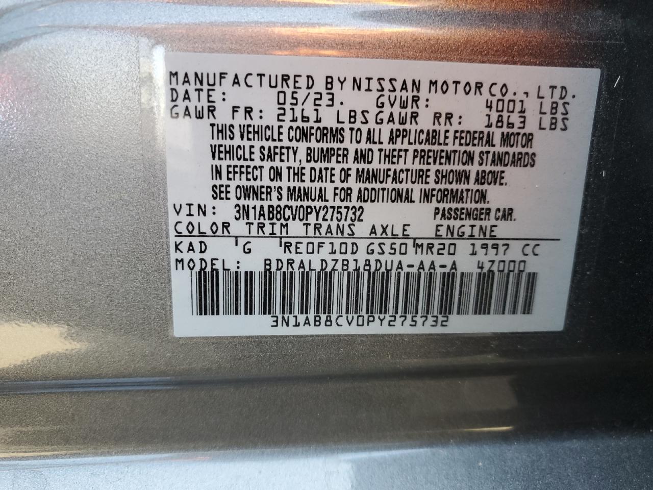 3N1AB8CV0PY275732 2023 Nissan Sentra Sv