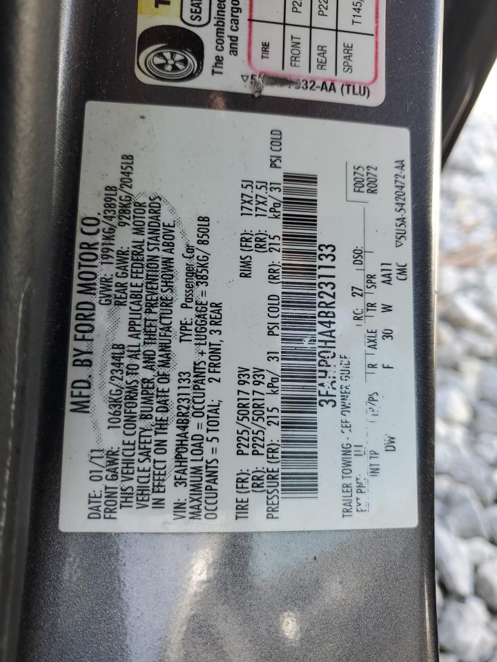 3FAHP0HA4BR231133 2011 Ford Fusion Se