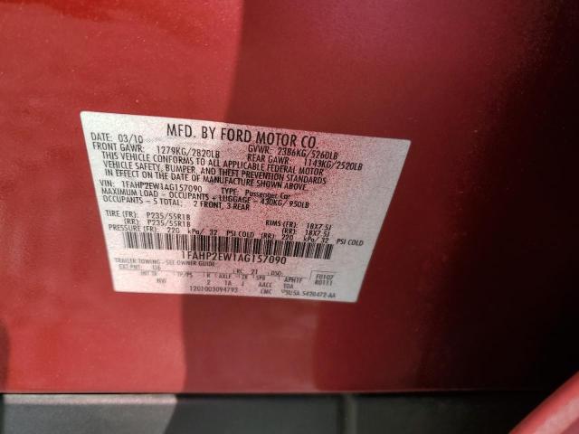 2010 Ford Taurus Sel VIN: 1FAHP2EW1AG157090 Lot: 56563364