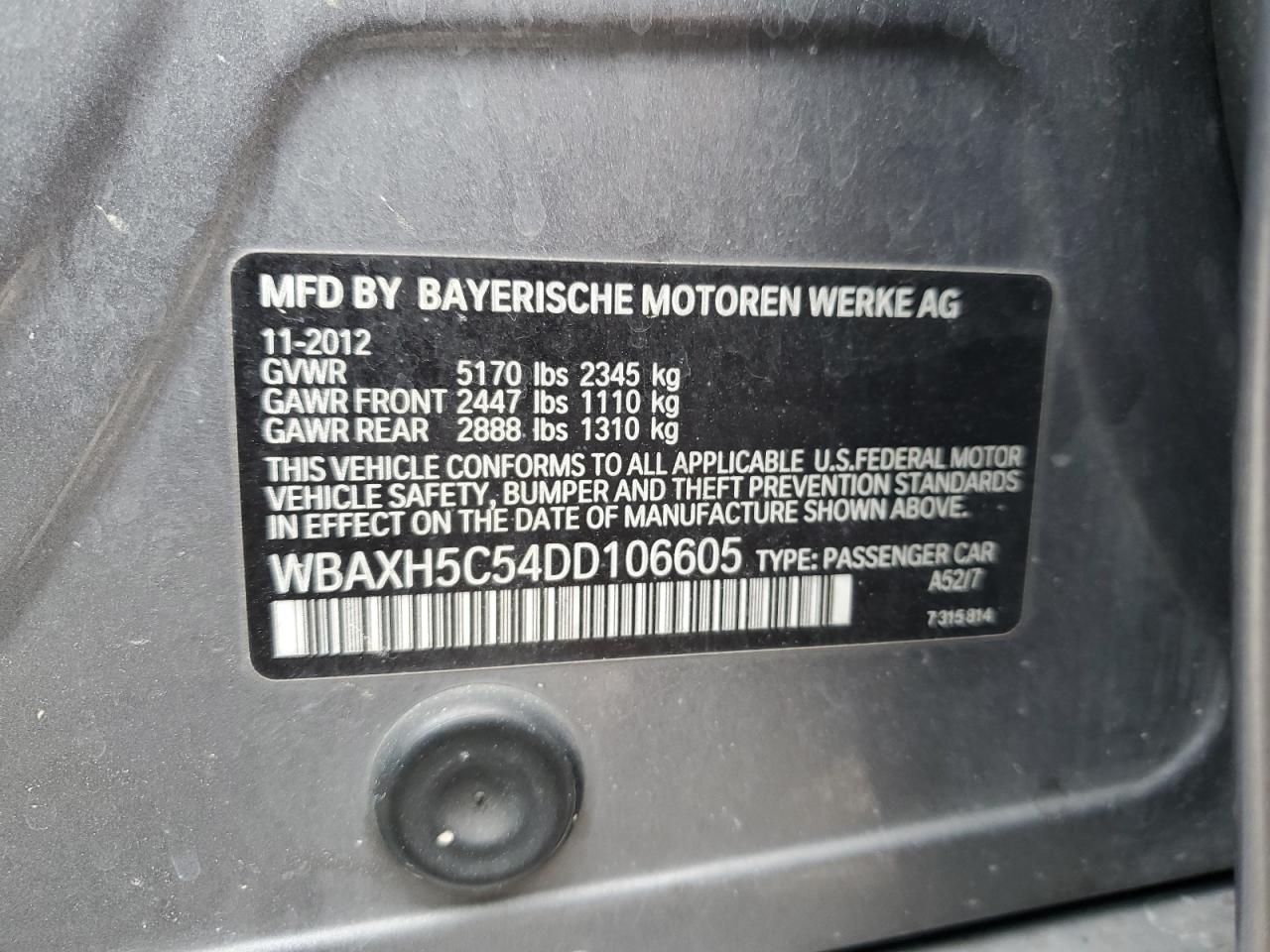 WBAXH5C54DD106605 2013 BMW 528 Xi