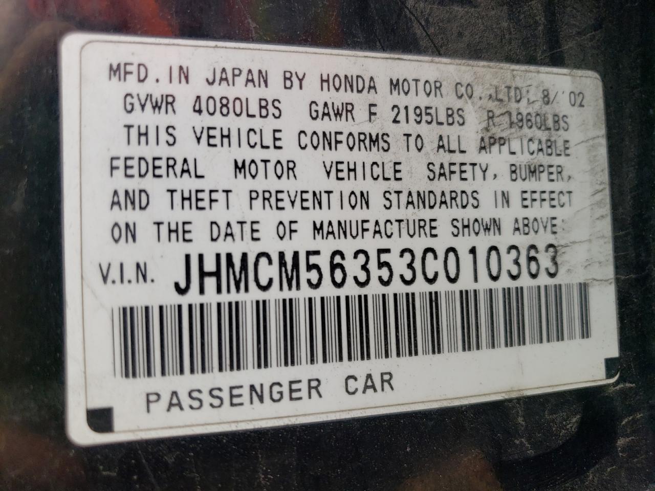 JHMCM56353C010363 2003 Honda Accord Lx