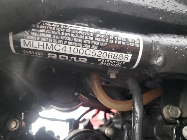 2012 HONDA CBR250 R MLHMC4100C5206888