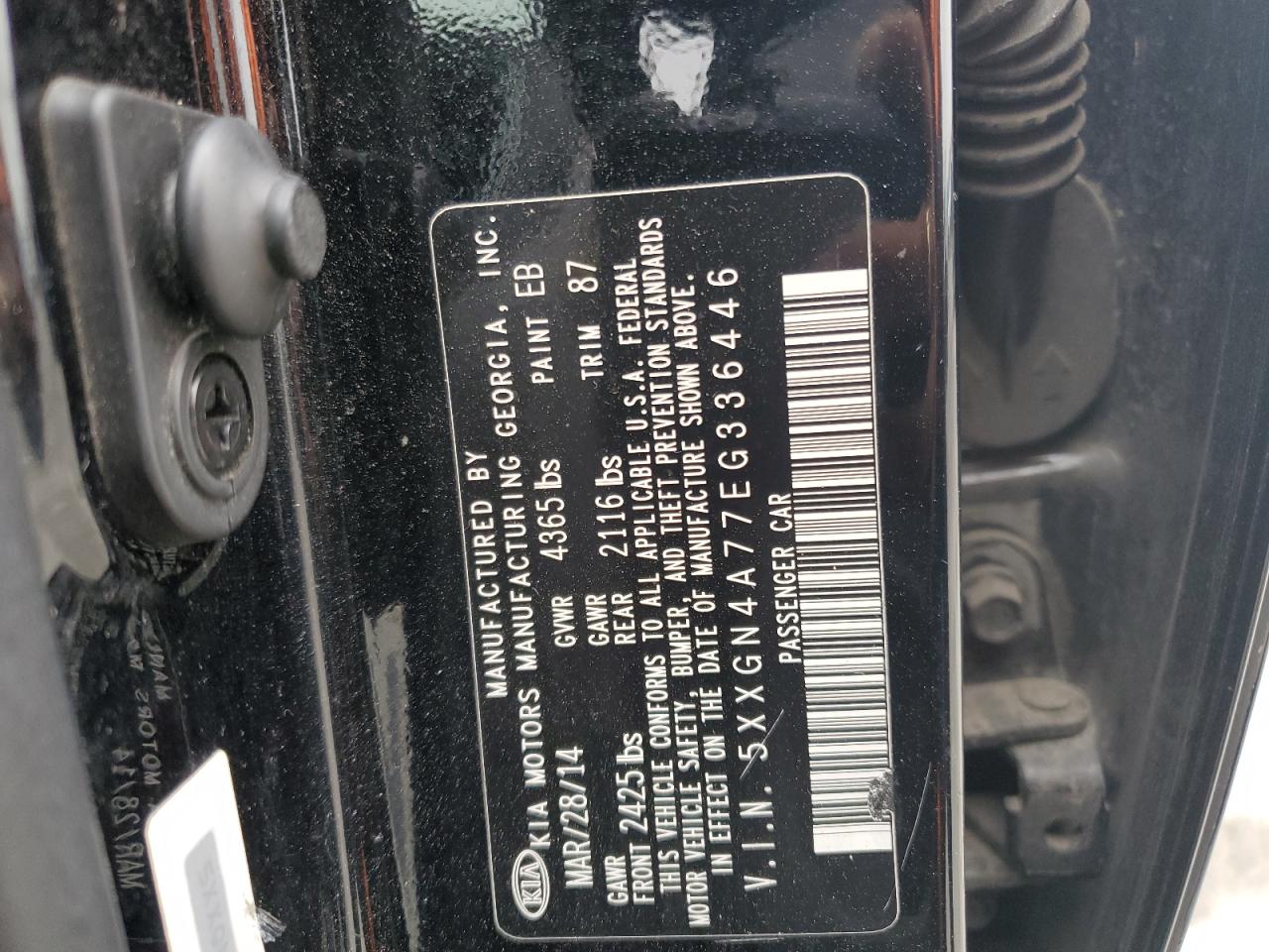 5XXGN4A77EG336446 2014 Kia Optima Ex