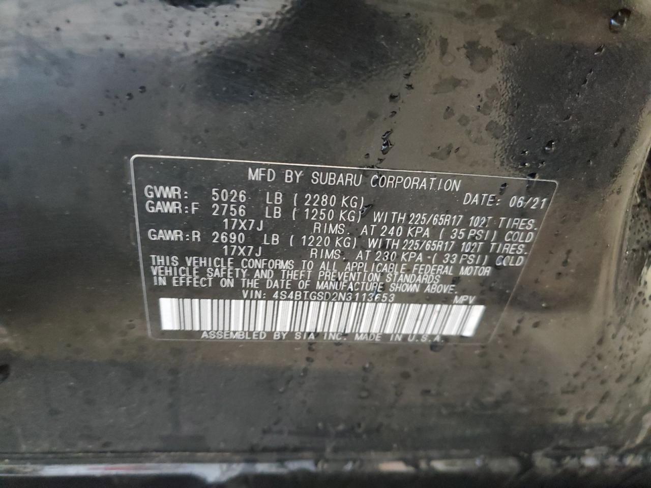 4S4BTGSD2N3113653 2022 Subaru Outback Wilderness