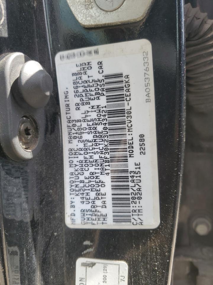 4T1BF30K23U043421 2003 Toyota Camry Le