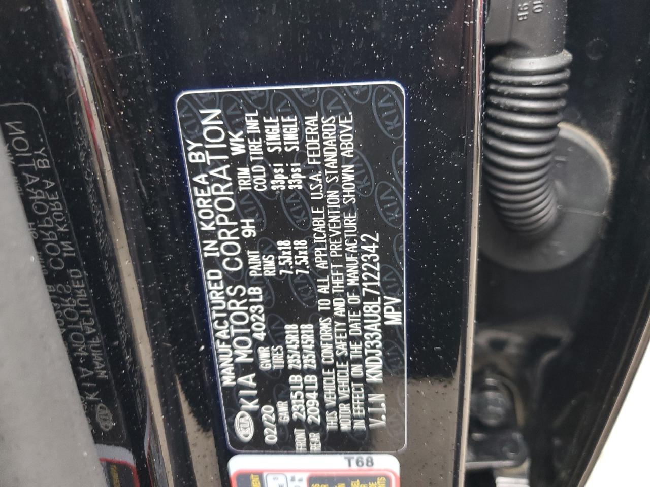 KNDJ33AU8L7122342 2020 Kia Soul Ex