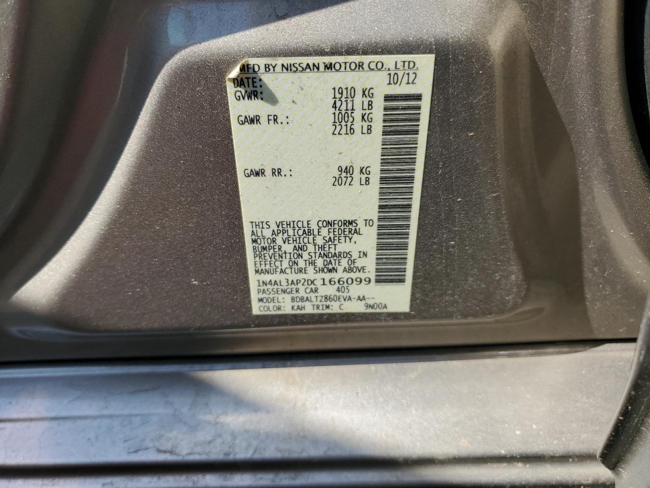 1N4AL3AP2DC166099 2013 Nissan Altima 2.5