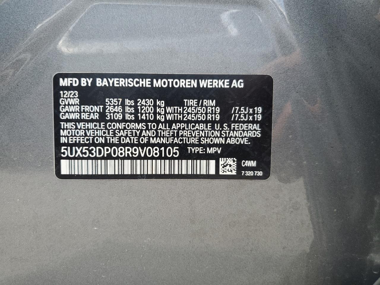 5UX53DP08R9V08105 2024 BMW X3 xDrive30I