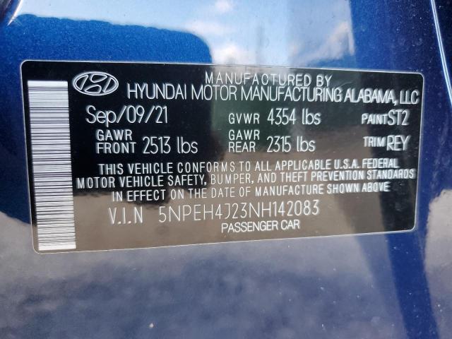 2022 Hyundai Sonata Limited VIN: 5NPEH4J23NH142083 Lot: 54013654