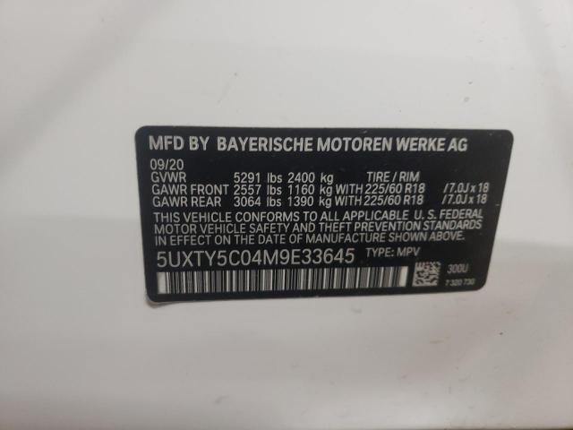 2021 BMW X3 xDrive30I VIN: 5UXTY5C04M9E33645 Lot: 55507594
