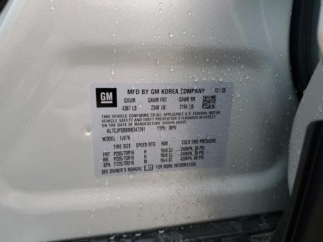 2021 CHEVROLET TRAX 1LT - KL7CJPSB8MB347391