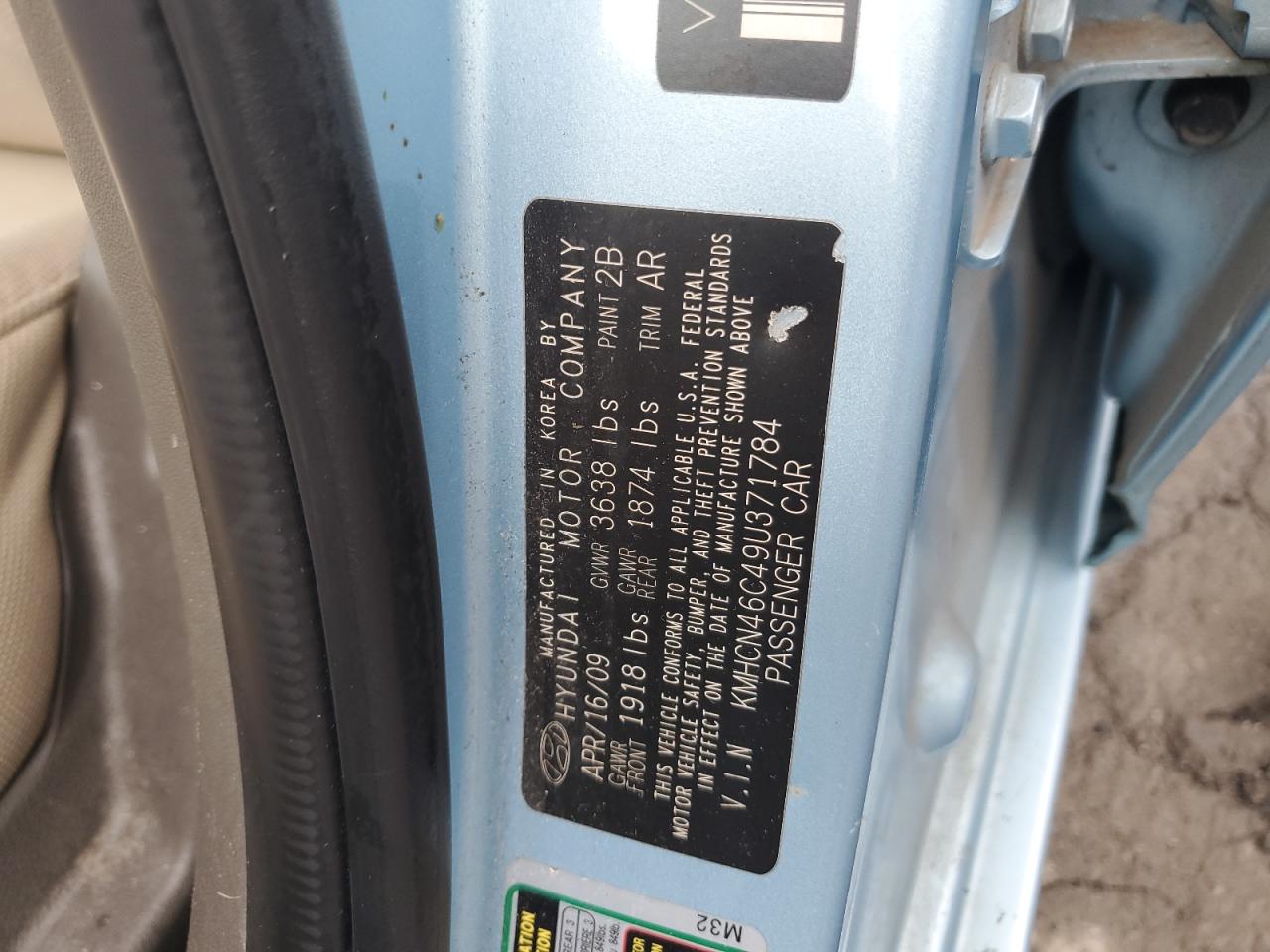 KMHCN46C49U371784 2009 Hyundai Accent Gls