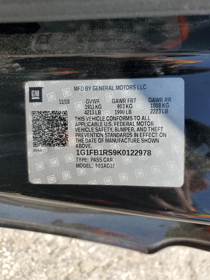 1G1FB1RS9K0122978 2019 Chevrolet Camaro Ls