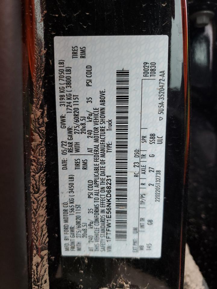 1FTFW1E56NKD68231 2022 Ford F150 Supercrew