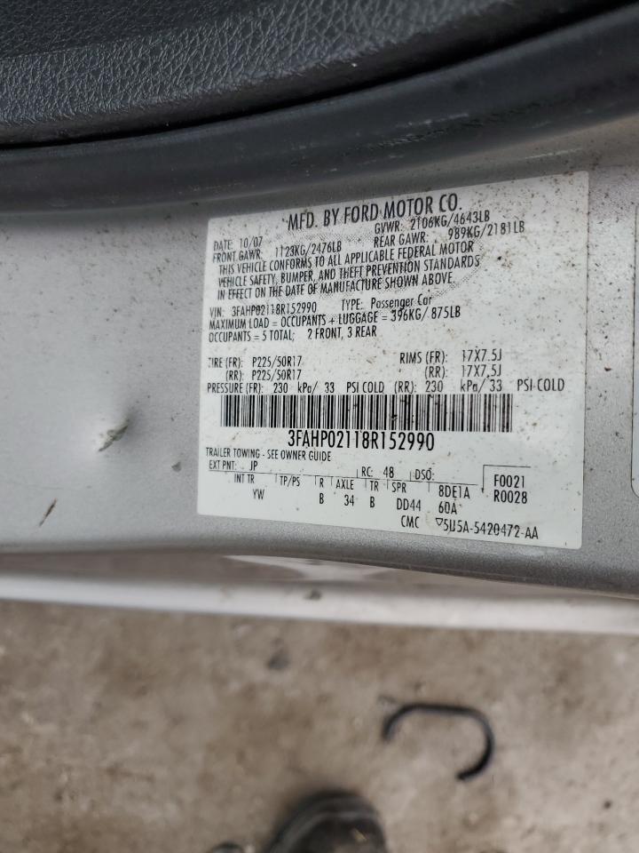 3FAHP02118R152990 2008 Ford Fusion Sel