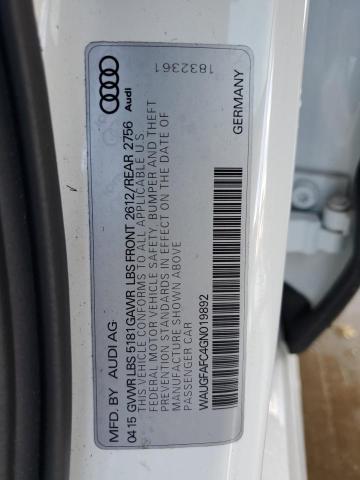 2016 AUDI A6 PREMIUM - WAUGFAFC4GN019892