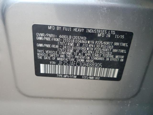 2016 SUBARU FORESTER JF2SJAFC3GH488905