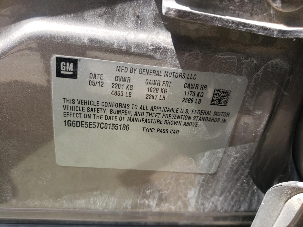 1G6DE5E57C0155186 2012 Cadillac Cts Luxury Collection