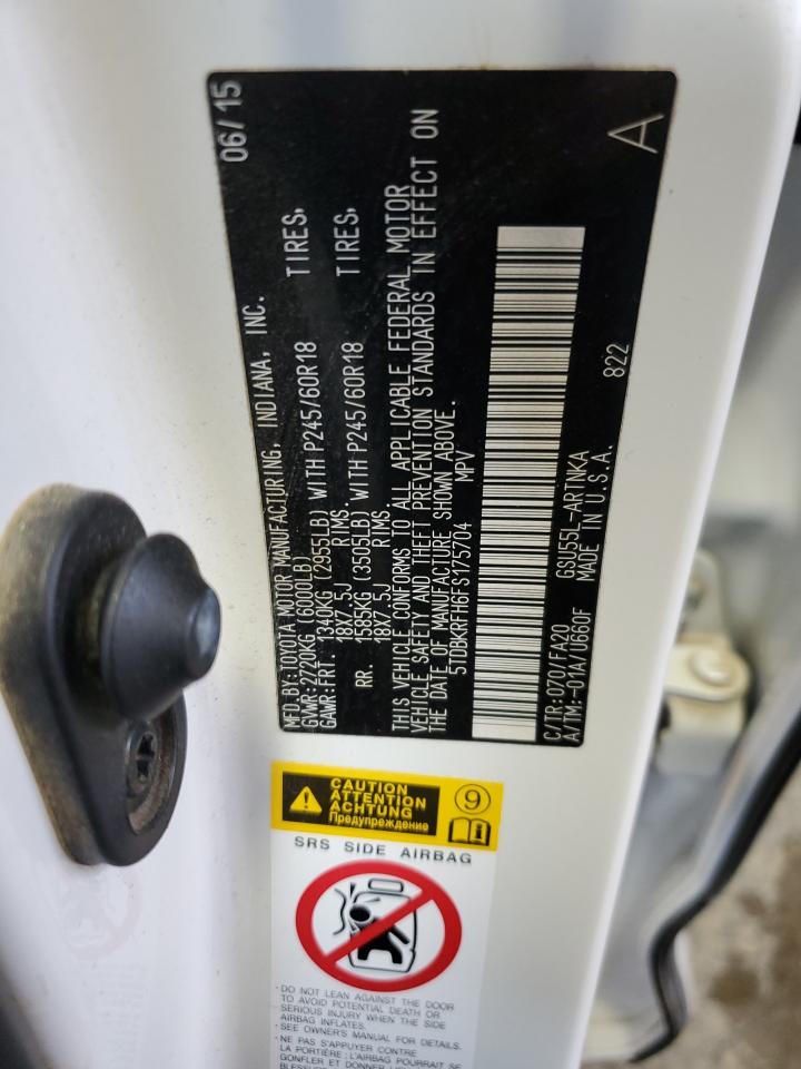 5TDBKRFH6FS175704 2015 Toyota Highlander Le