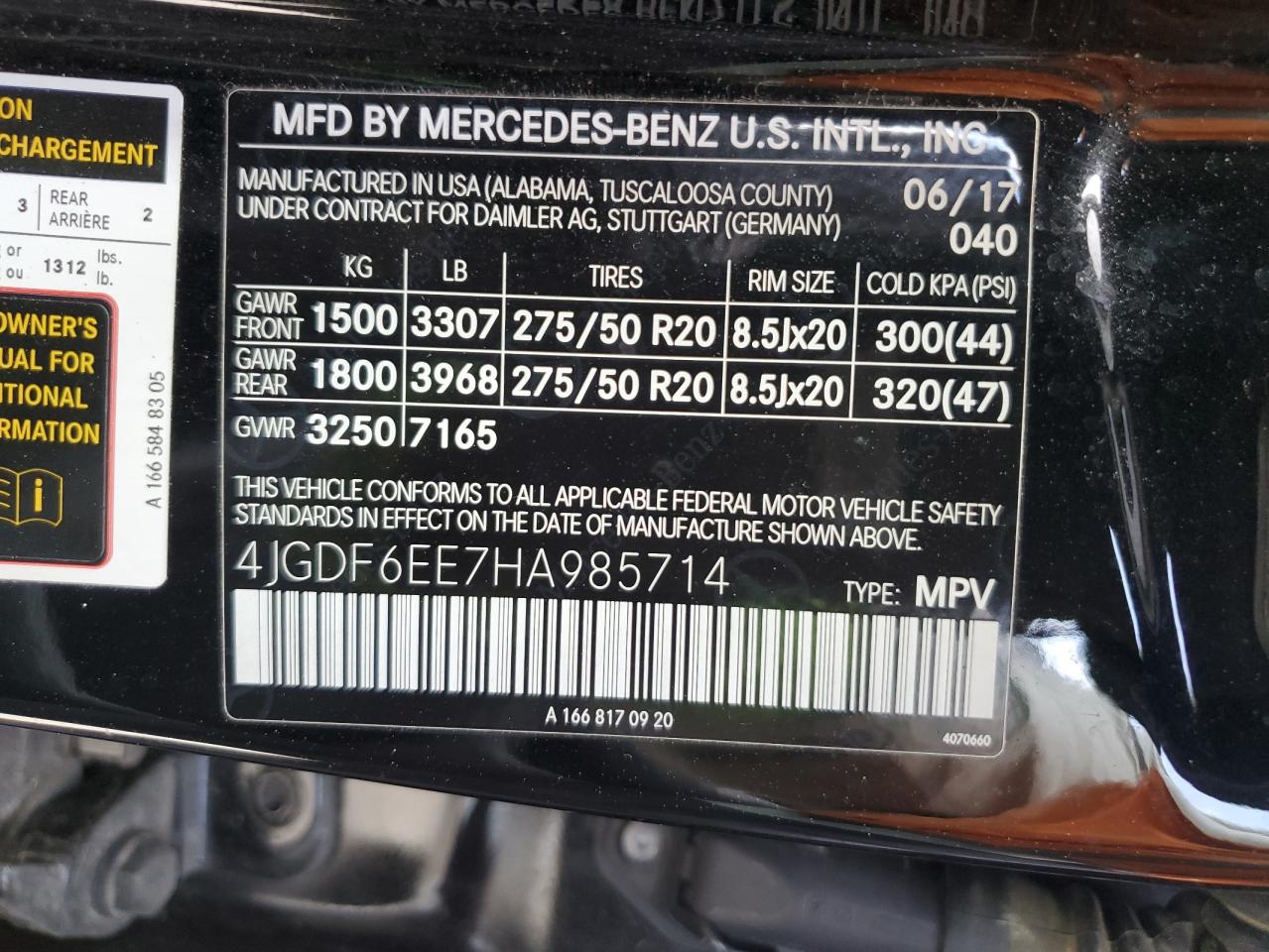 4JGDF6EE7HA985714 2017 Mercedes-Benz Gls 450 4Matic