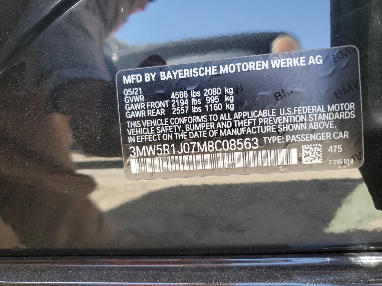 3MW5R1J07M8C08563 2021 BMW 330I