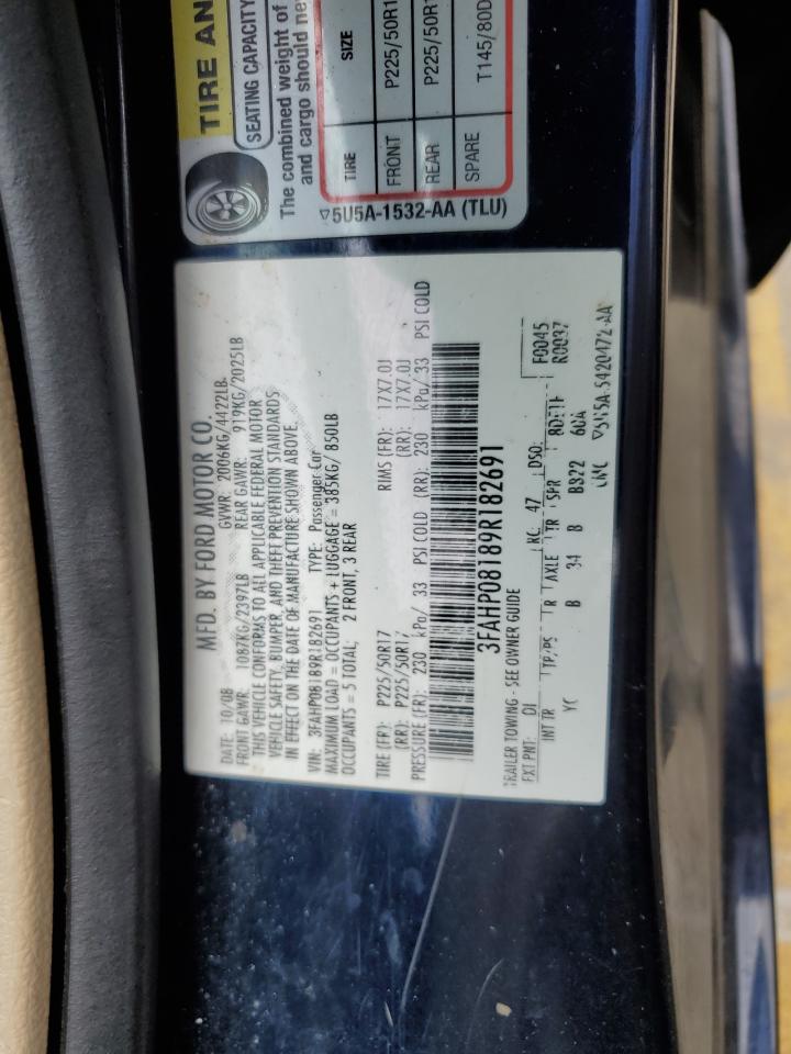 3FAHP08189R182691 2009 Ford Fusion Sel