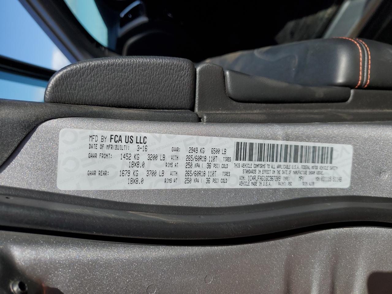 1C4RJFAG1GC367209 2016 Jeep Grand Cherokee Laredo