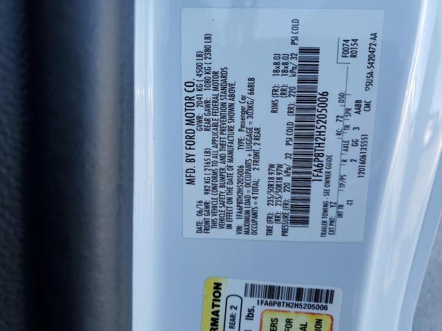 2017 Ford Mustang VIN: 1FA6P8TH2H5205006 Lot: 55671394