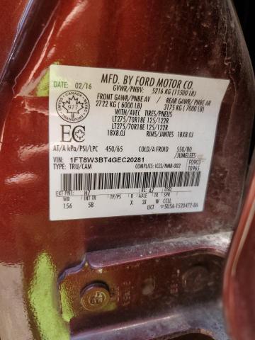 2016 Ford F350 Super Duty VIN: 1FT8W3BT4GEC20281 Lot: 54595684