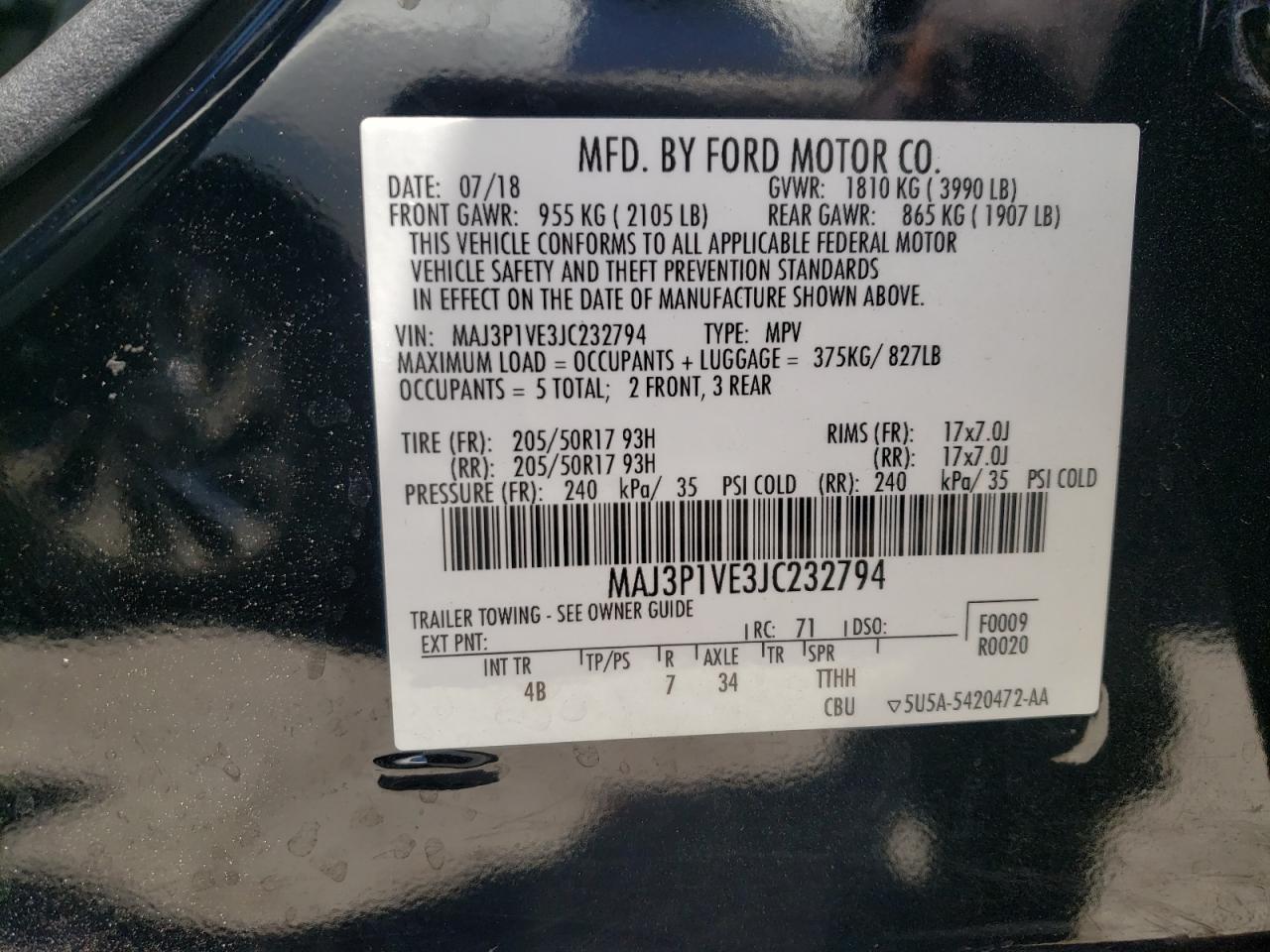 Lot #3027038823 2018 FORD ECOSPORT T