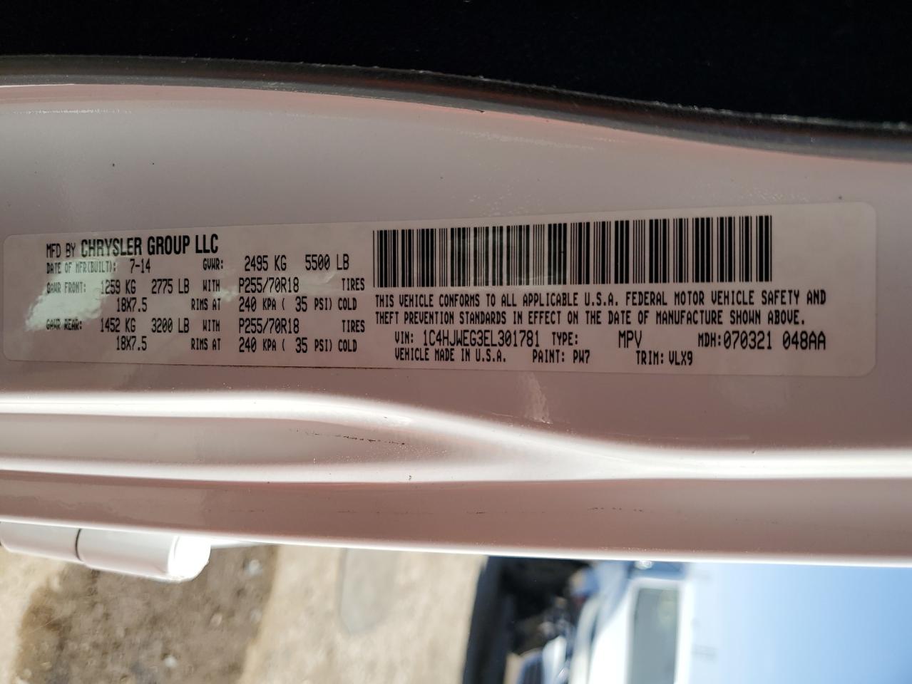 1C4HJWEG3EL301781 2014 Jeep Wrangler Unlimited Sahara