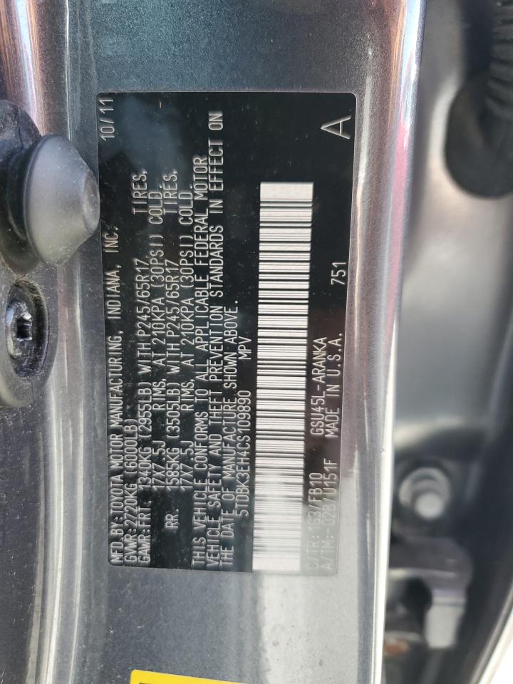 5TDBK3EH4CS109890 2012 Toyota Highlander Base