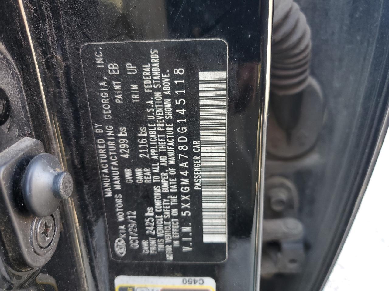 5XXGM4A78DG145118 2013 Kia Optima Lx