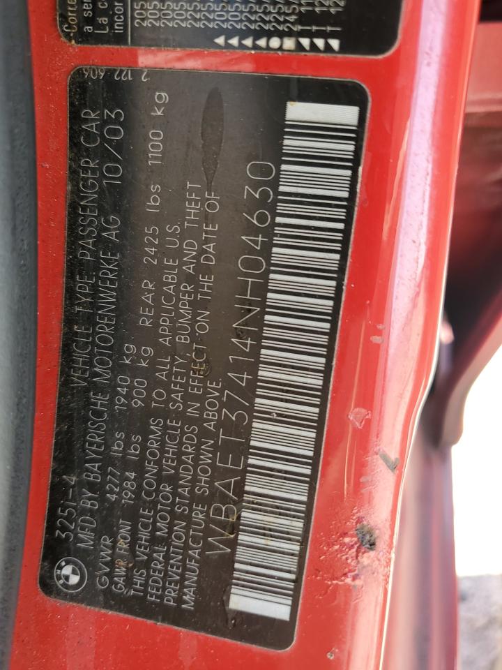 WBAET37414NH04630 2004 BMW 325 I