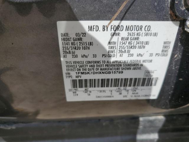 2022 Ford Explorer Xlt VIN: 1FMSK7DHXNGB15789 Lot: 55131944