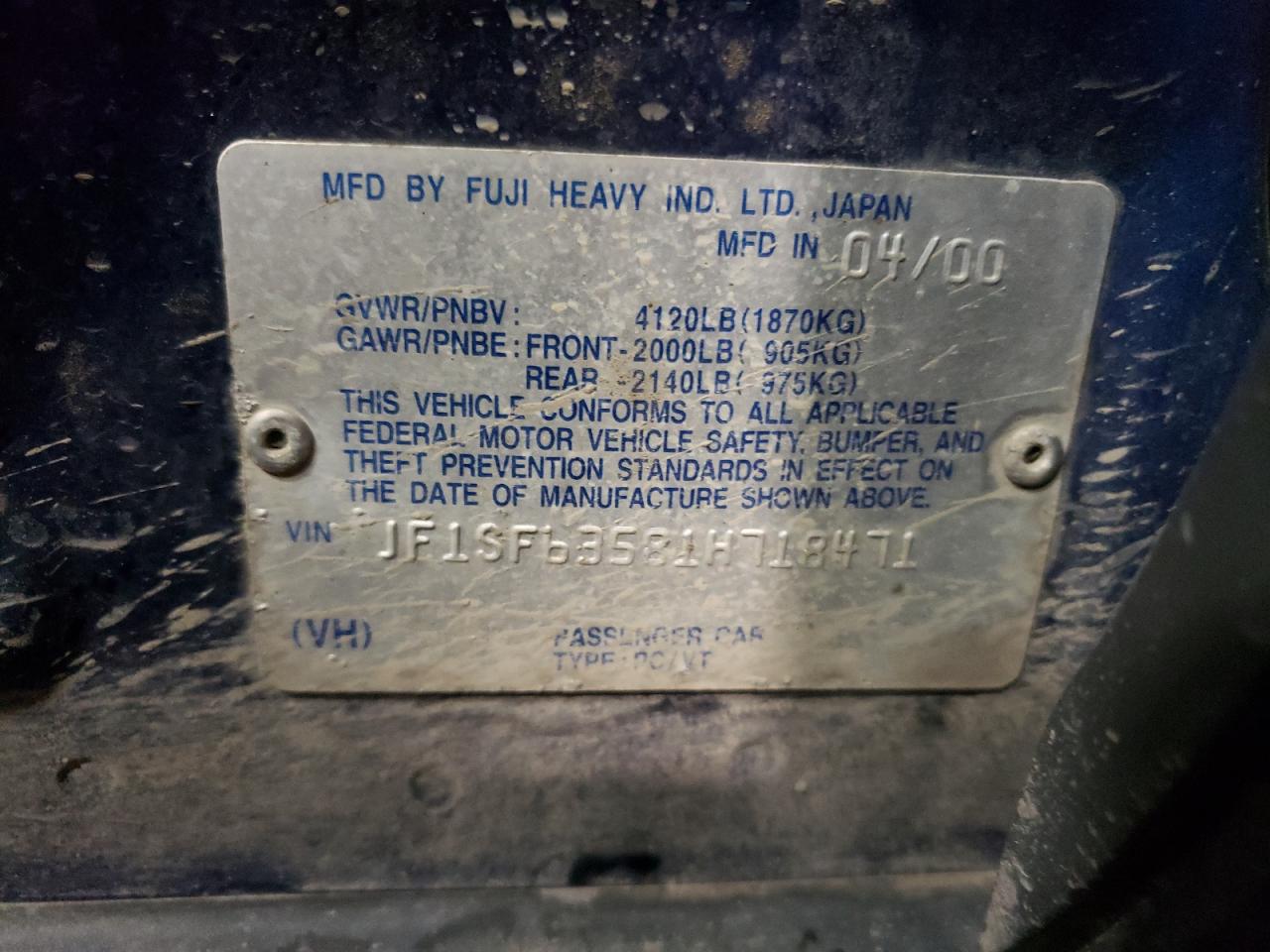 JF1SF63581H718471 2001 Subaru Forester L