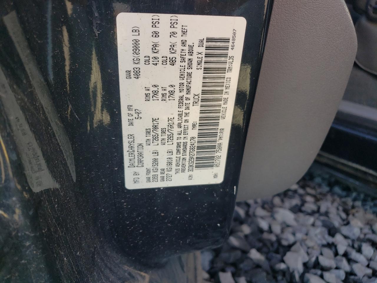 3D3KS29A27G824170 2007 Dodge Ram 2500