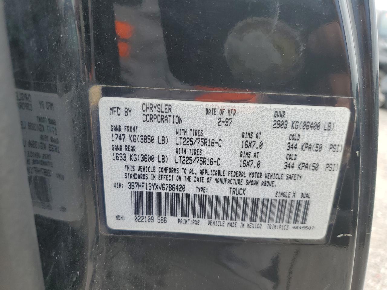 3B7HF13YXVG786420 1997 Dodge Ram 1500