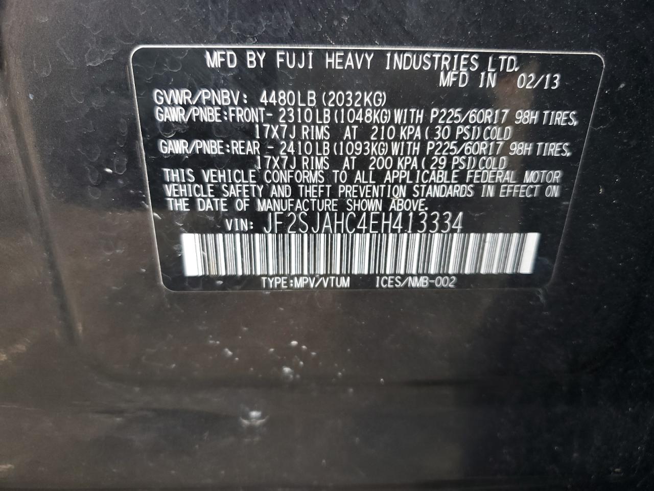 JF2SJAHC4EH413334 2014 Subaru Forester 2.5I Limited