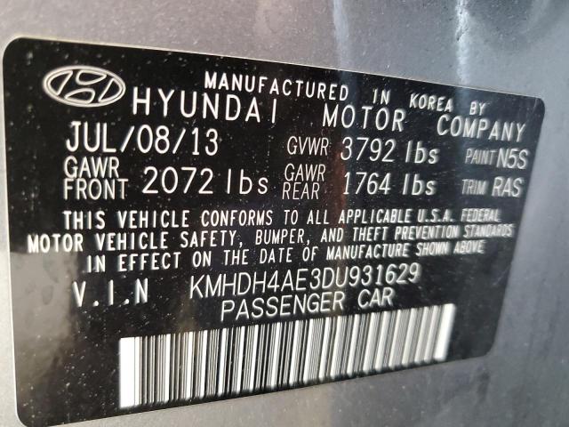 2013 Hyundai Elantra Gls VIN: KMHDH4AE3DU931629 Lot: 54711584