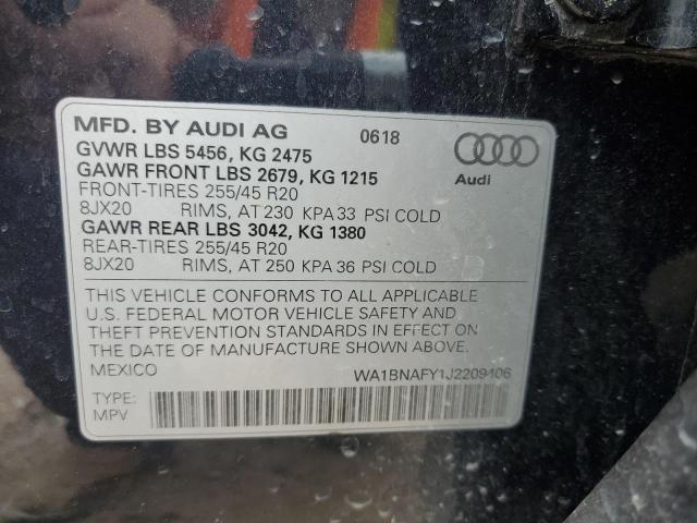2018 Audi Q5 Premium Plus VIN: WA1BNAFY1J2209406 Lot: 55497494